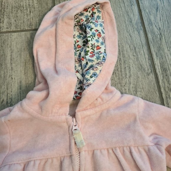 🏷 3/$15 or 5/$20 Carter's baby girl warm zippered pajamas pink floral size 6M - Picture 3 of 8